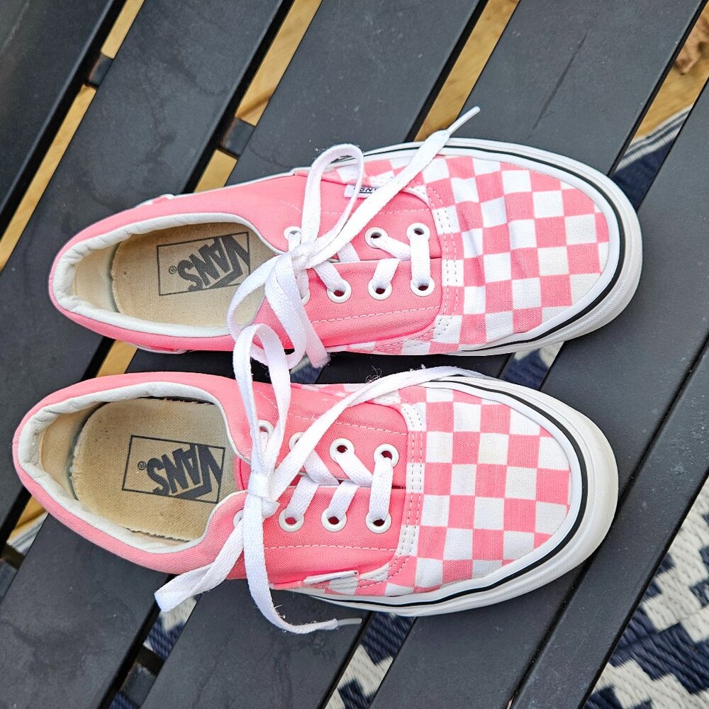 Vans Pink White Checkerboard Low Top Sneakers